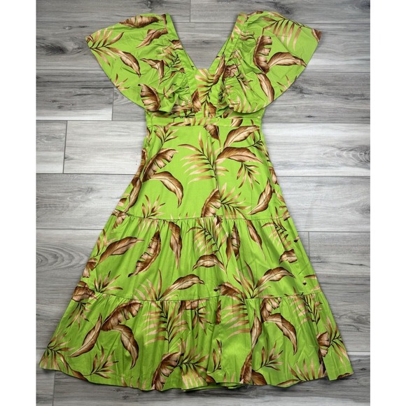Alden Adair Diana Palma Tiered Midi Maxi Dress NWT Vacation Resort Tropical $392 - Picture 10 of 11